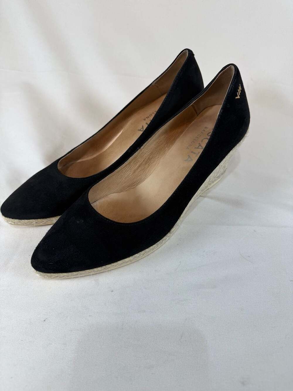 Viscata Womens Suede Espadrille Wedges Size 10 Black Quiet Luxury Old Money Elev
